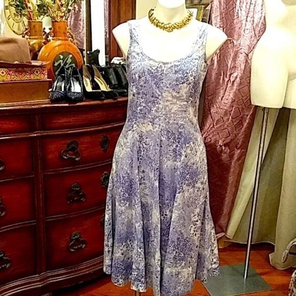 Talbots Lavender Purple Print Sleeveless Fit & Flare Midi Sundress Size 2P - Picture 3 of 7